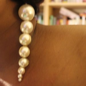 Handmade Long drop Faux Pearl earrings